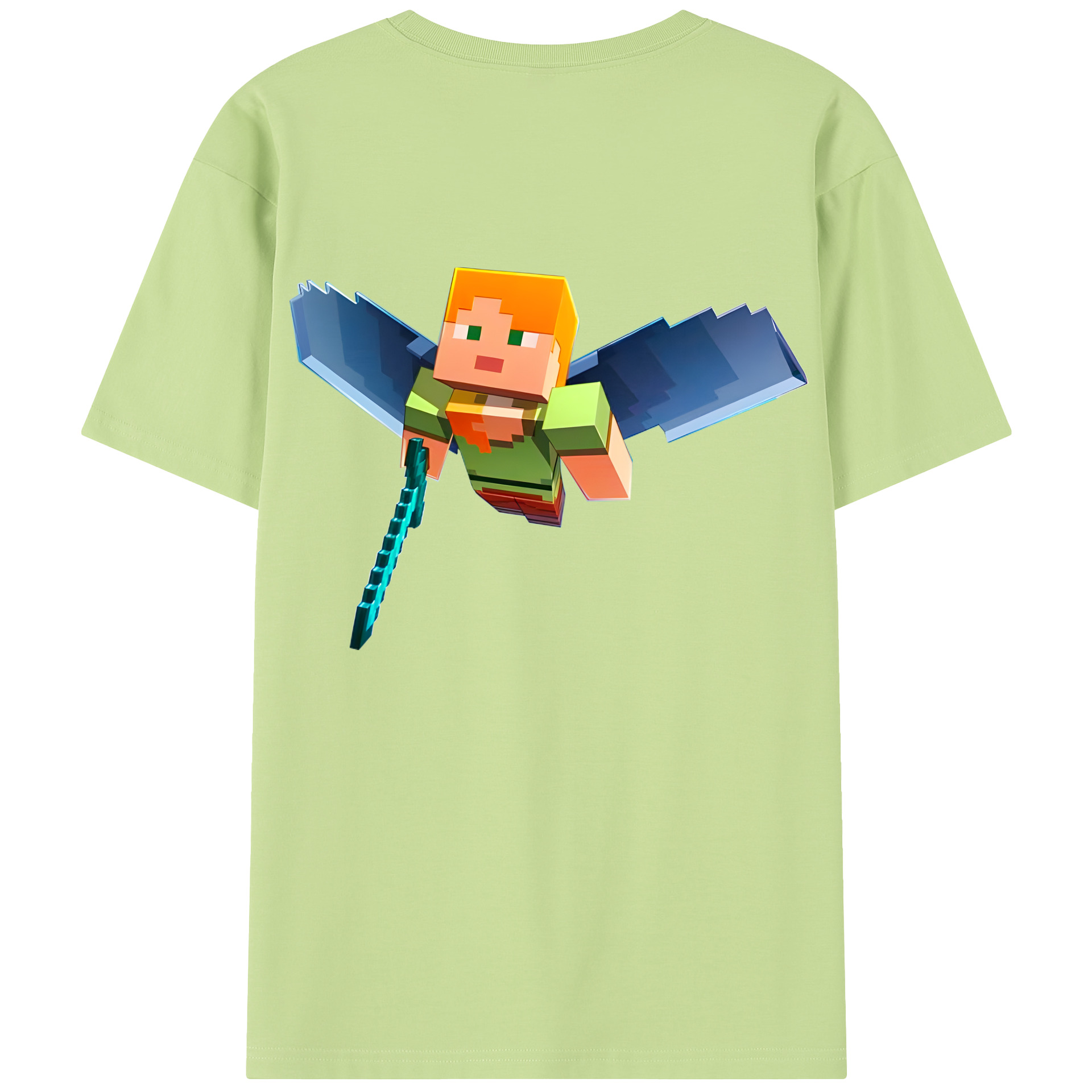 （画像用） マインクラフト ブロックの世界 Minecraft MC Block world 綿100％半袖Tシャツ（背面プリント）